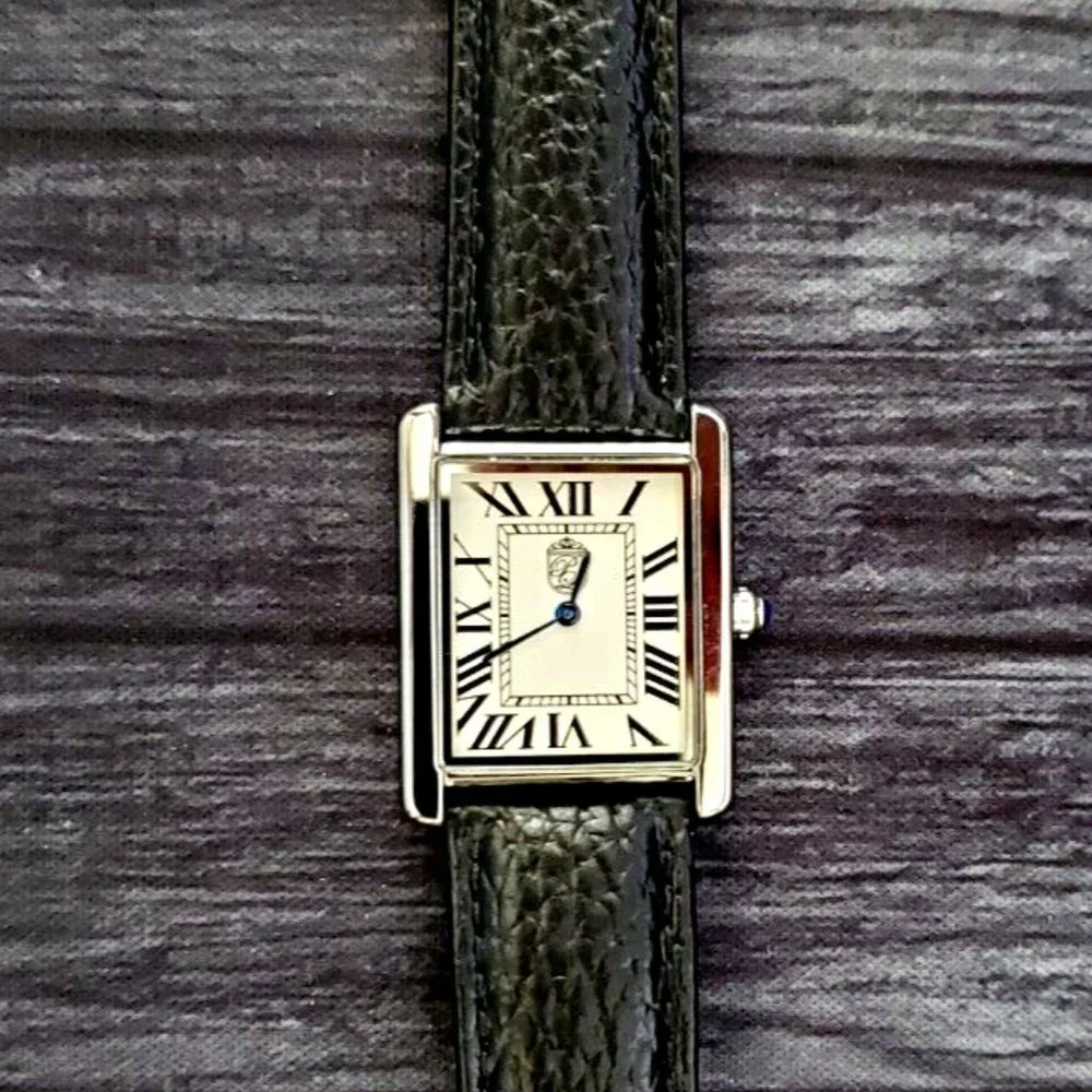 Pierre Lucerne 1888 Tank Swiss Inspired Design Classic Mens Watch Black Band
